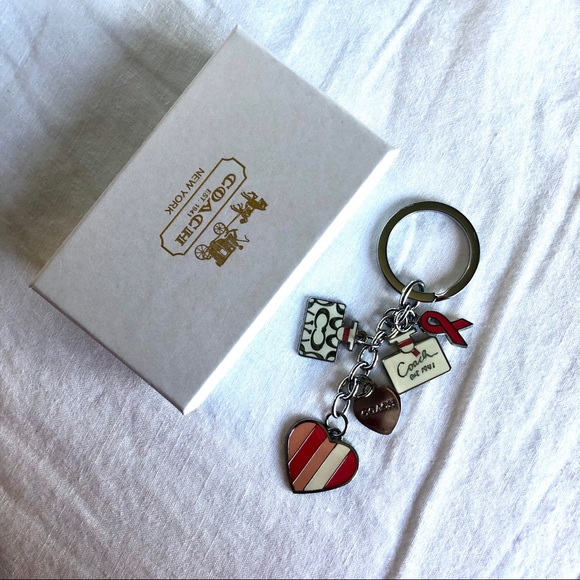 Coach Pink Ribbon Keychain Charm